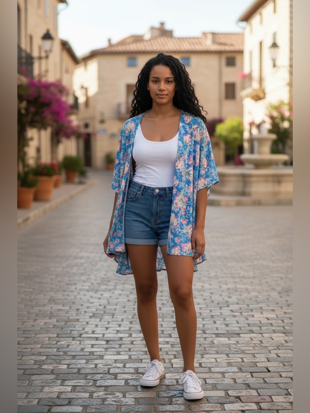 NWT Dear Scarlett Blue Floral Kimono/Cover-Up